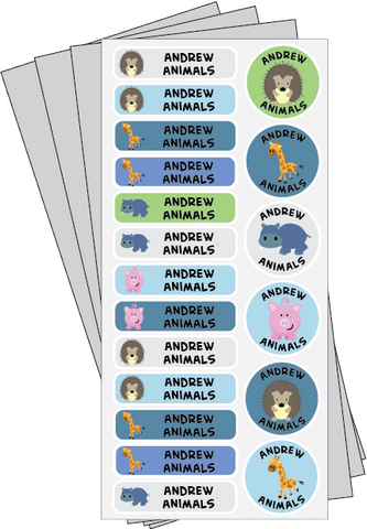 Andrew Animals School Name Labels