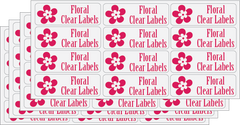 Floral Florence Clear Name Labels (Fuchsia)